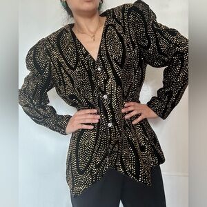 Vintage Ricki Lang NUIT 80's Velvet Silky Blouse